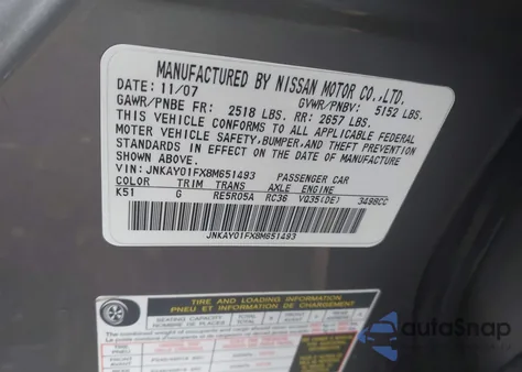 2008 Infiniti M35X из США, поврежденный, VIN JNKAY01FX8M651493